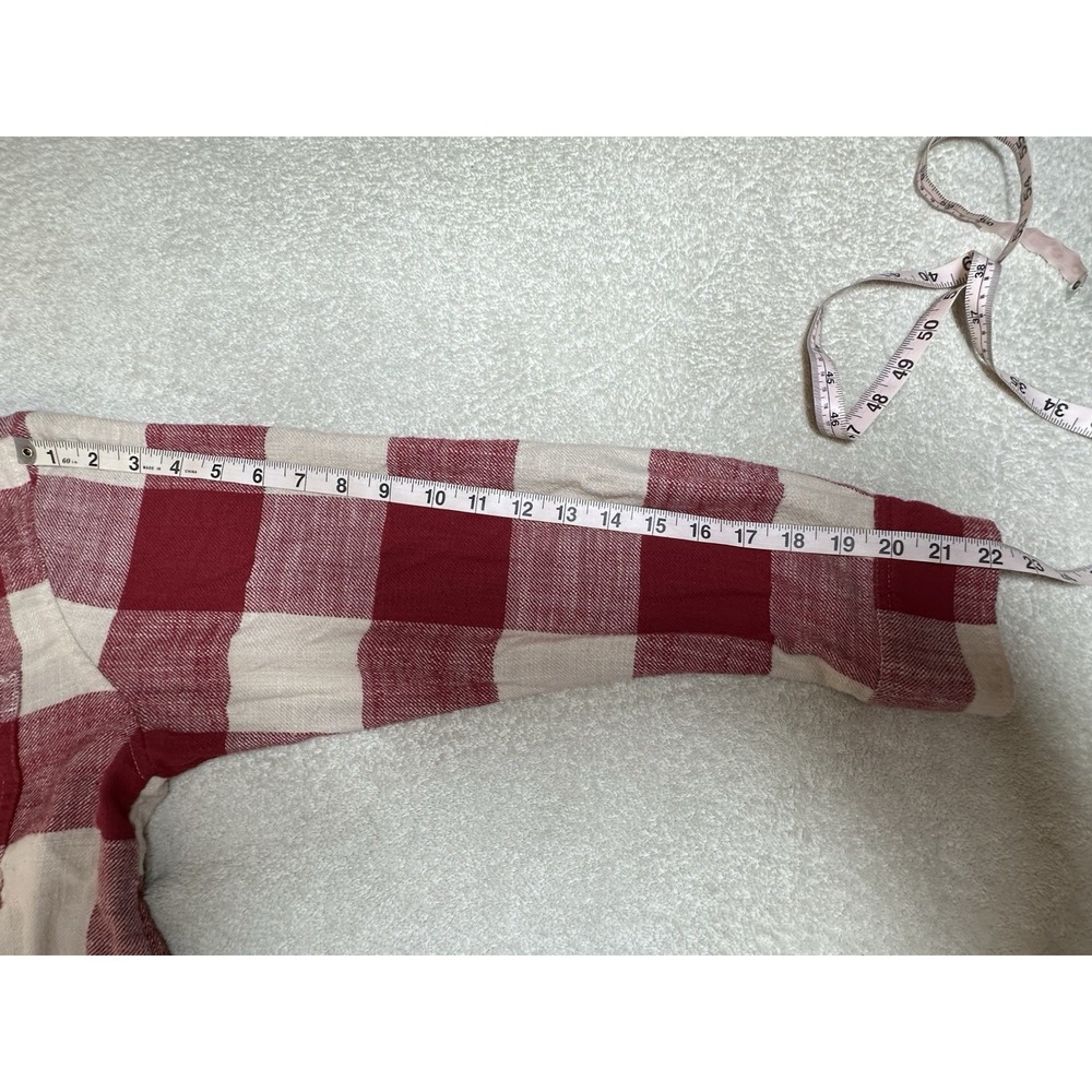 American Eagle Long Sleeve Red/Tan Plaid Button Up Hooded Sweatshirt Sz M - Picture 9 of 11